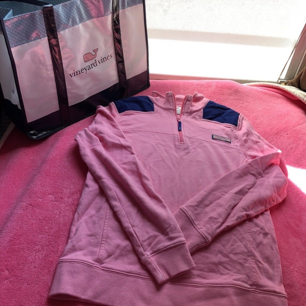 Vineyard Vines Pink Quarter Zip Sweater Fleece